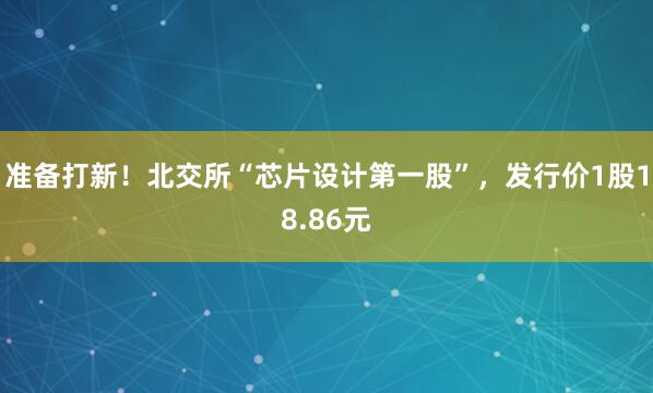 准备打新！北交所“芯片设计第一股”，发行价1股18.86元